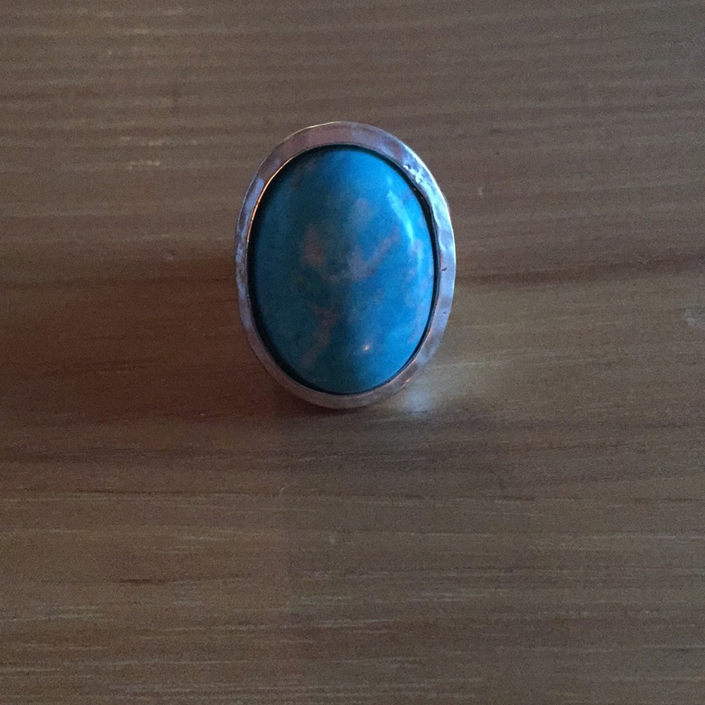 Turquoise & silver tone ring